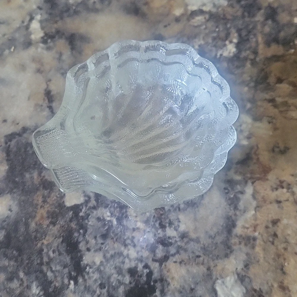 Glass Shell Trinket Dish Pair of Two
